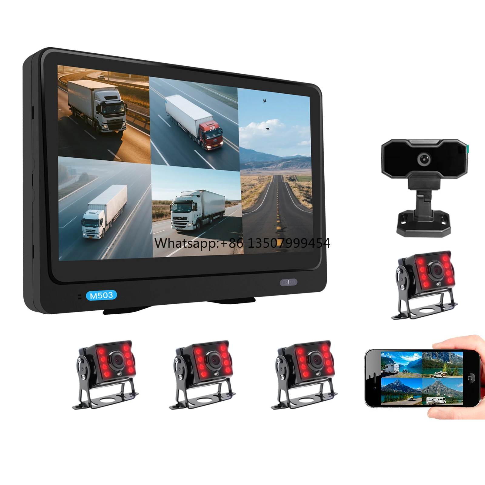 

Five Channels Touchscreen BSD ADAS DMS Cam 10.1inch IPS Screen Truck DVR Vehicle Monitoring System 4G WIFI GPS Tracking Kit