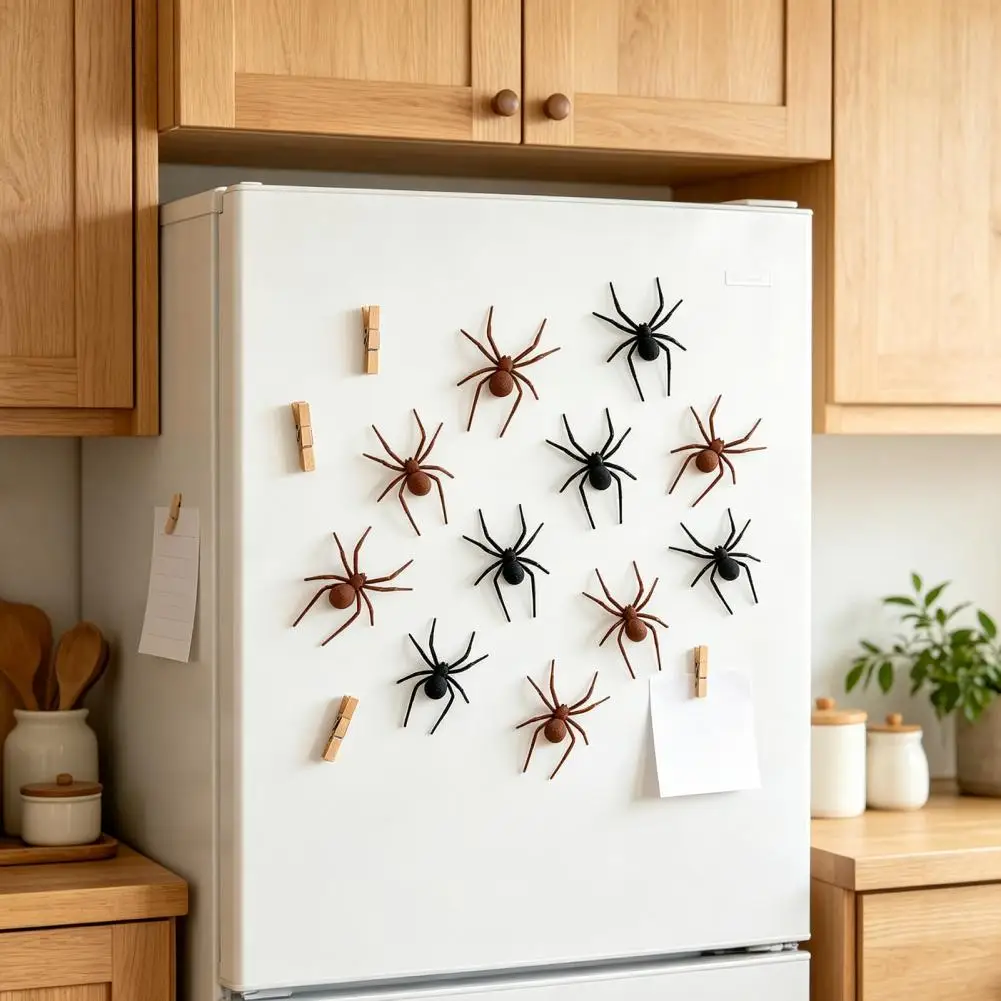 Spooky Spider Decor 2/4/8pcs 3d Spider Refrigerator Magnets Spider Decorative Magnets Halloween Party Magnetic Decor for Metal