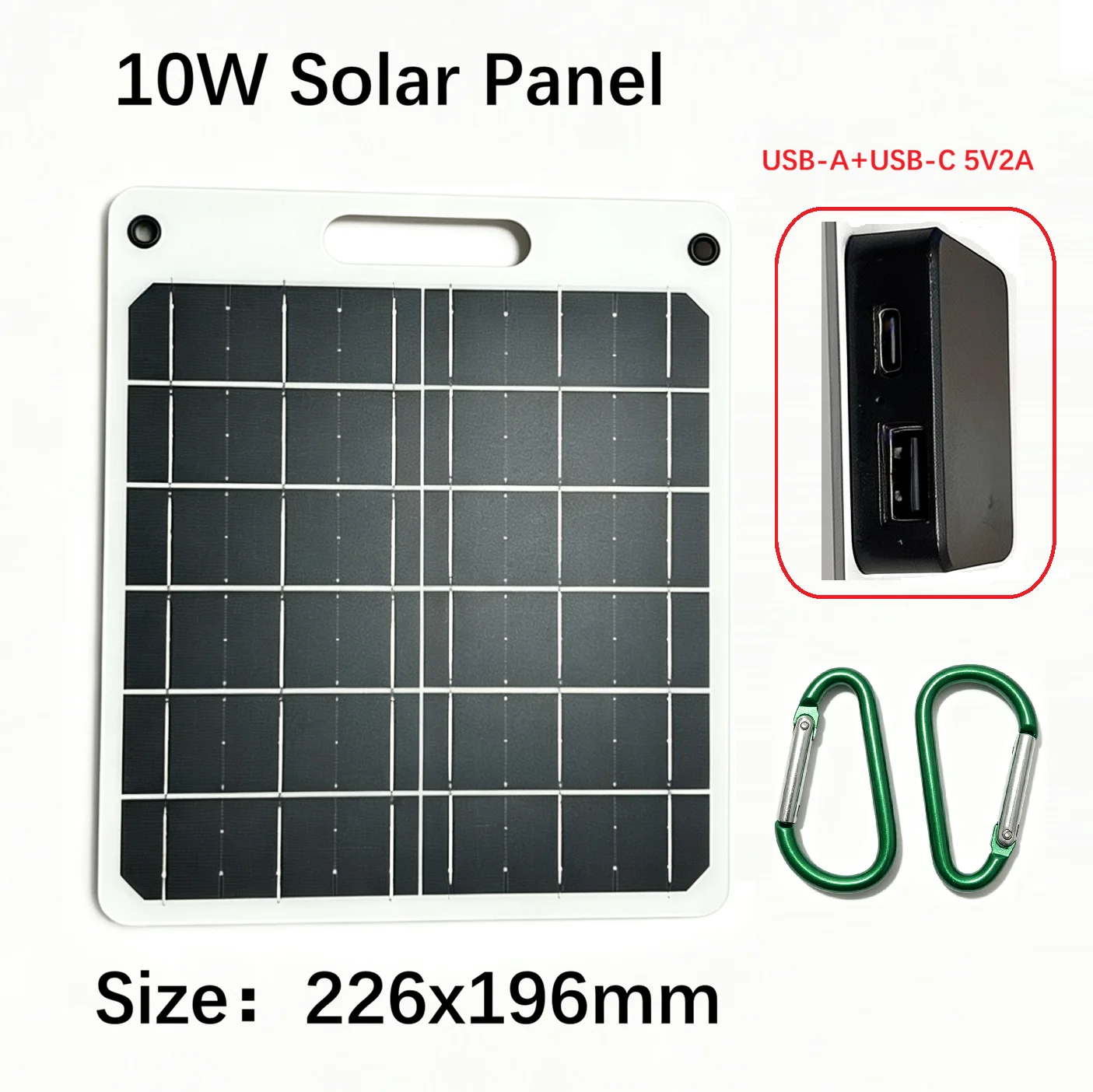 Carregador Solar Portátil Flexível de 10W com USB-C 5V, Mini Carregador Solar BC de 5W 6V