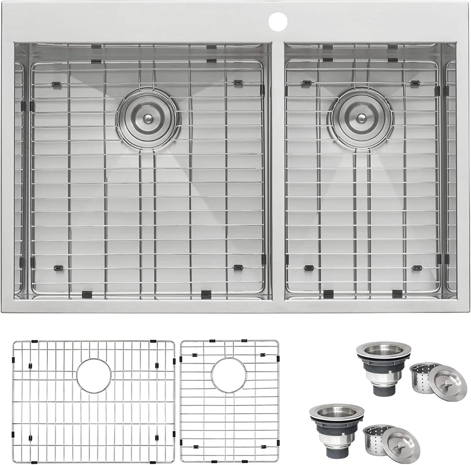 33x22-in 60/40 Zero-Radius Drop-in Double Kitchen Sink - RVH8050