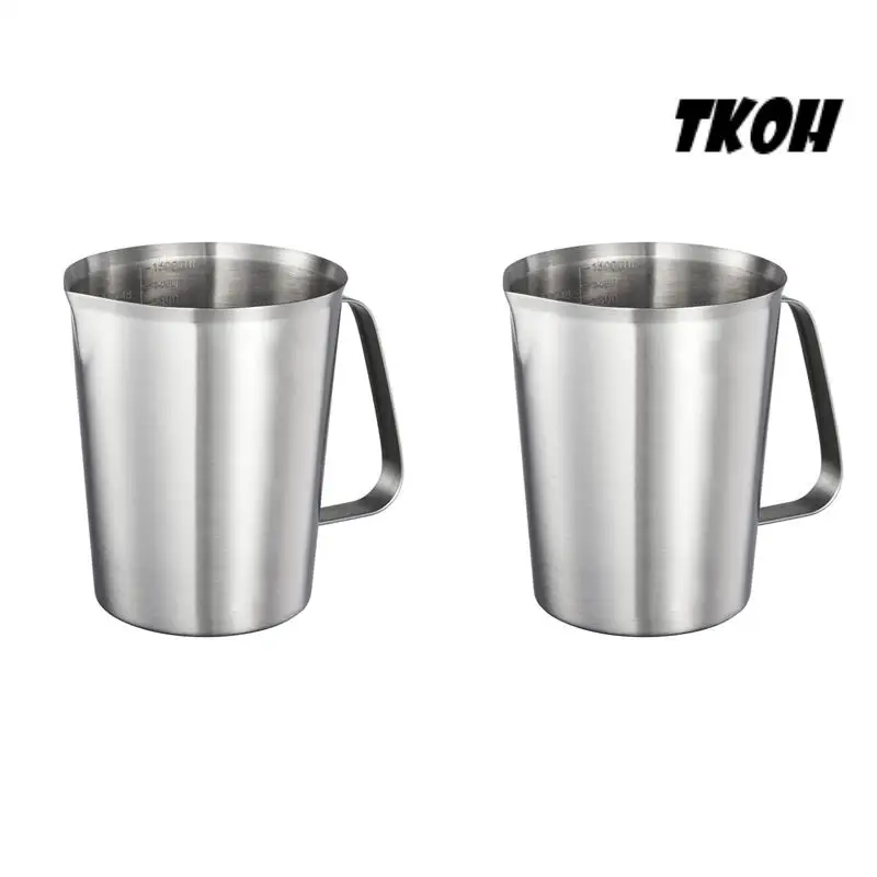 

TKOH-2X 304 Stainless Steel Measuring Cup With Handle And Pour Lip, Metal Pitcher With Oz And ML Marking, 48OZ/1500 ML-6 Cup)