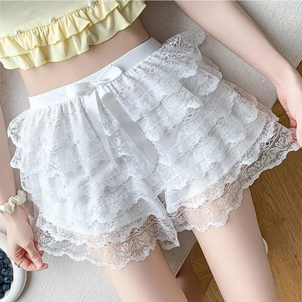 

Женские свободные защитные брюки с эластичной резинкой на талии, брюки с невидимым низом, удобные домашние шорты, летние кружевные базовые брюки, нижнее белье