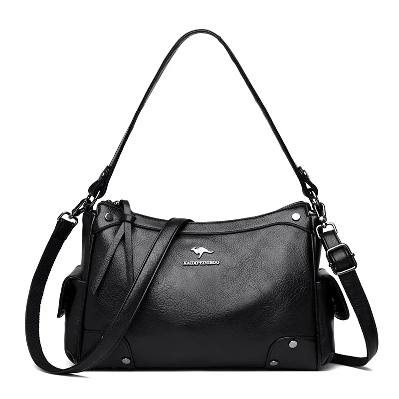 

High Quality Soft Genuine Leather Messenger Bag Women Cow Leather Handbag Luxury Satchel Female Shoulder Crossbody Sac Lady Tote