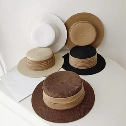 Women's Elegant Straw Hat Summer Sunscreen Sun Hat Casual Bowler Hat Seaside Outing Holiday Sun Cap Party Gift Cap