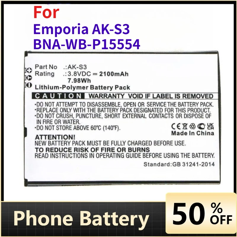 

High-Quality 3.8V 2100mAh Mobile Phone Batteries for Emporia AK-S3 BNA-WB-P15554 Brand Series Batteries High Capacity