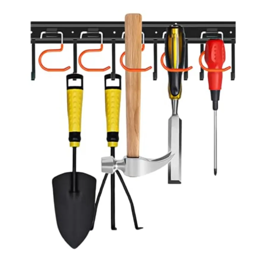 

17'' All Metal Garden Tool Organizer Adjustable Garage Tool Organizer Wall Mount Garage Organizers and Storage with Heavy Duty