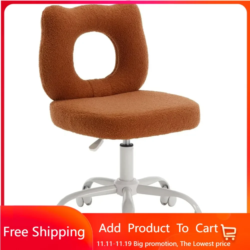 Bear Kids Desk Chair with Wheels, Cute Vanity Chair with Back Adjustable Rolling Computer Study Task Makeup Chair for Girls