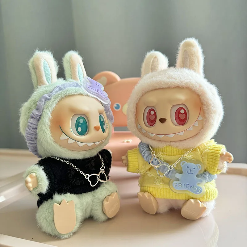 

[Только одежда] Подвеска для одежды Labubu первого/другогого поколения Labubu, детская одежда для сидения, комплект черно-желтой рубашки