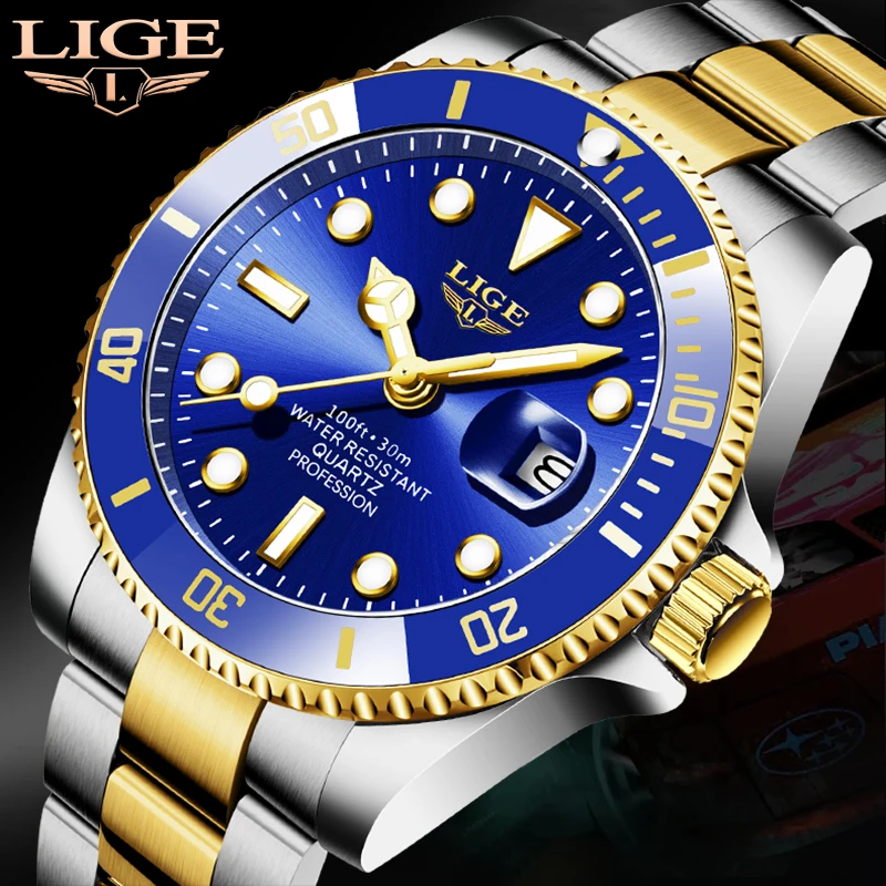 LIGE New Fashion Men Watch Military Sports Men\'s Quartz Wristwatches Top Brand Luxury Strong Luminous Waterproof Watch For Men