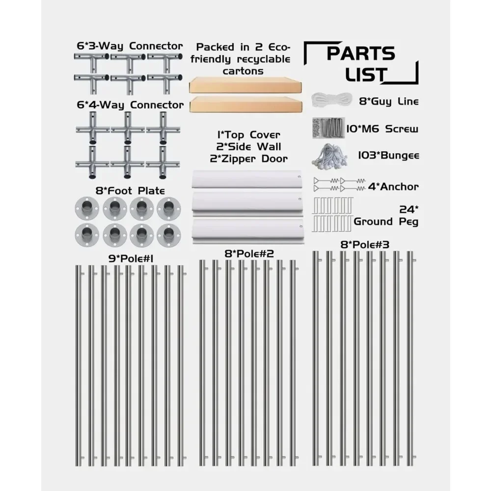 Carport Heavy Duty 20\'x13\'x11\', szopa do przechowywania na zewnątrz z 4 rolowanymi drzwiami i okienami wentylacyjnymi, przenośny garaż