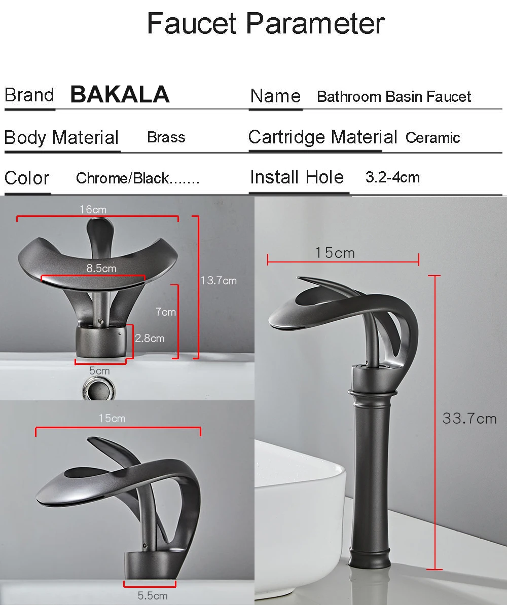 Zwarte badkamer wastafelkranen enkele handgreep waterval kraan massief messing wastafelmengkranen creatieve uitgeholde ontwerp waterkraan