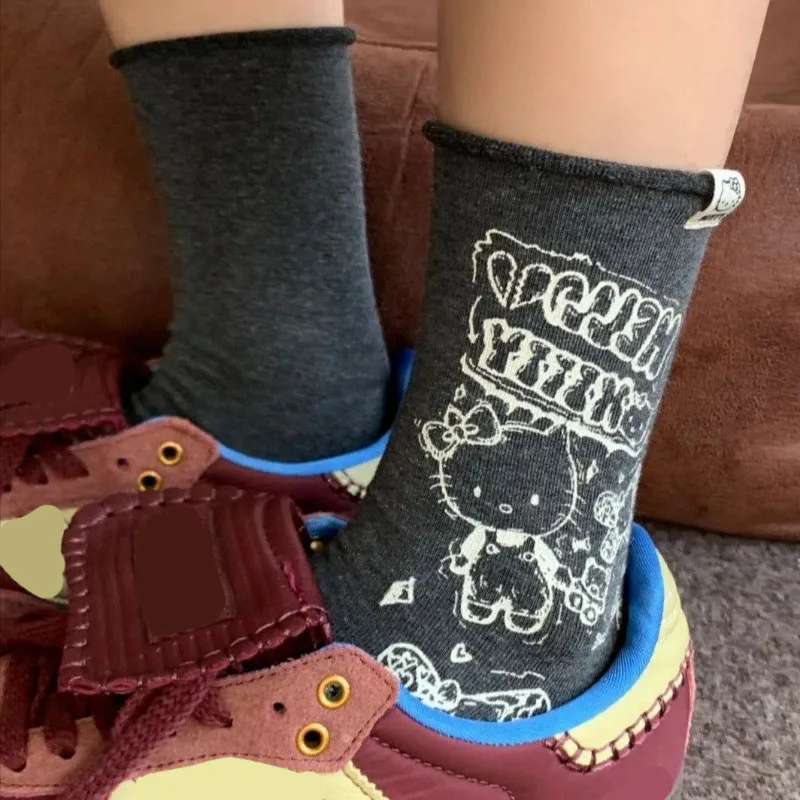 سانريو مرحبا كيتي الجوارب الصيف رقيقة الكرتون النساء الجوارب تنفس Kawaii عادية مريحة الجوارب لوليتا Jk الكاحل غطاء للقدم