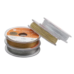 50 metri/rotolo 0.3/0.38mm filo di acciaio Color oro rodio bianco filo di perline rivestito in Nylon per gioielli che fanno risultati del braccialetto fai da te
