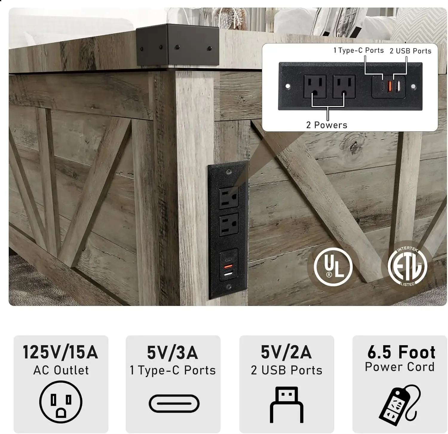 Mesa de centro elevable Farmhouse con almacenamiento, mesa central con gran espacio oculto, para sala de estar, dormitorio, oficina en casa