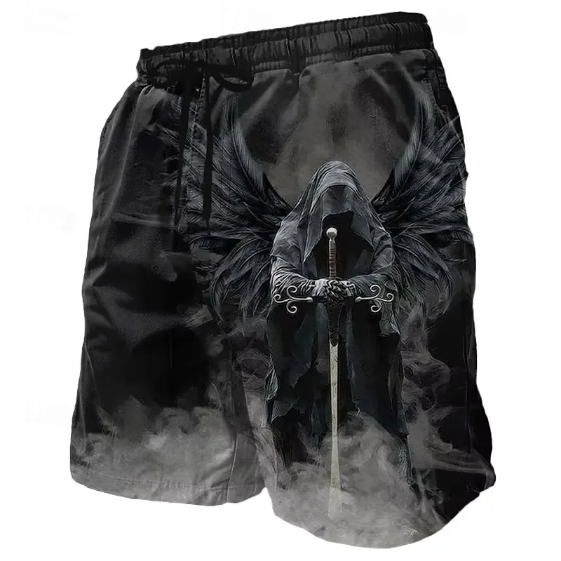 3D Printed Men Women Sports Quick Dry Breathable T Shirt Angel God Print Hip Hop Punk Street Casual Summer Swim Shorts
