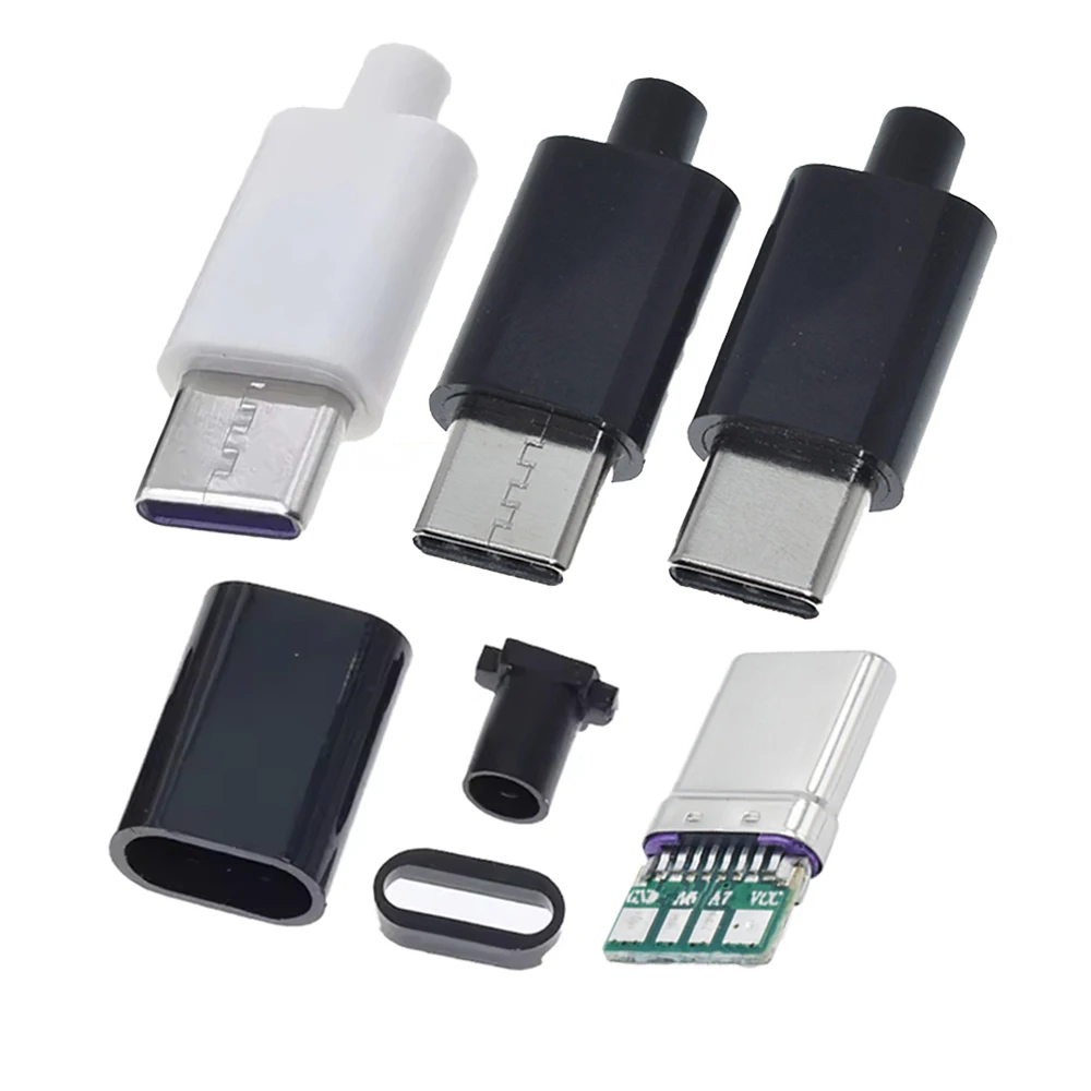 1 Set USB C-Type Connector Type-C 3.1 24 Pin Soldered Charging Male Plug with Shell DIY Data Cable Accessories Repair