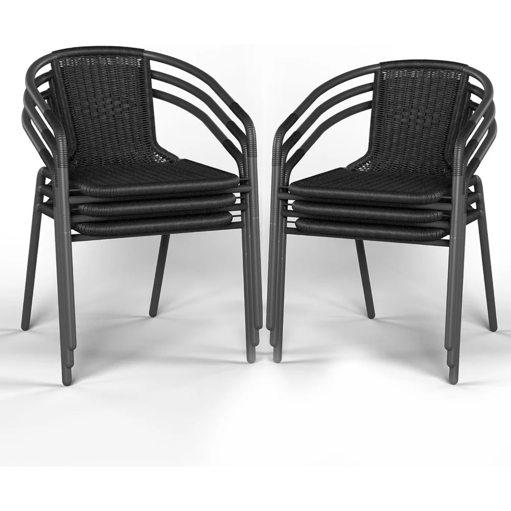 

Outdoor Dining Chairs Set of 6, Rattan Patio Chairs Wicker, Stackable Indoor-Outdoor Chair, Bistro, Deck, Yard, Porch