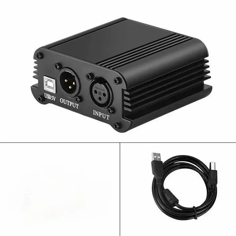 48V Phantom Power Adapter XLR Cable For Condenser Microphone Studio Recording Phantom Power For BM 8