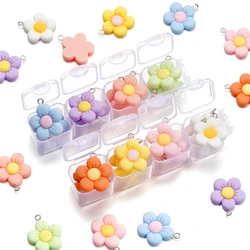 Colgantes de acrílico con forma de flor para collar, accesorios de fabricación de joyas artesanales, coloridos, sueltos, 21x25mm, 10 unidades por lote