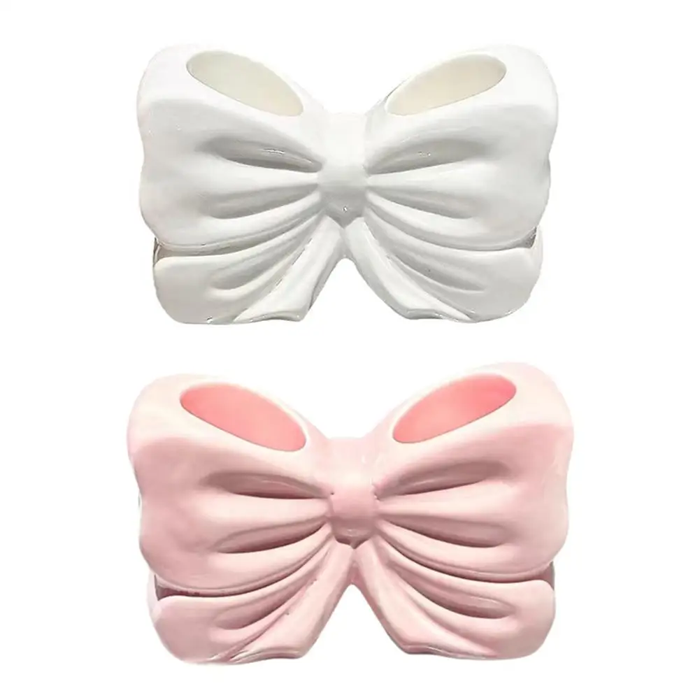 Ceramic Bow Toothbrush Holder - Creative Toothbrush and Toothpaste Storage Rack for Bathroom Organization 1pcs
