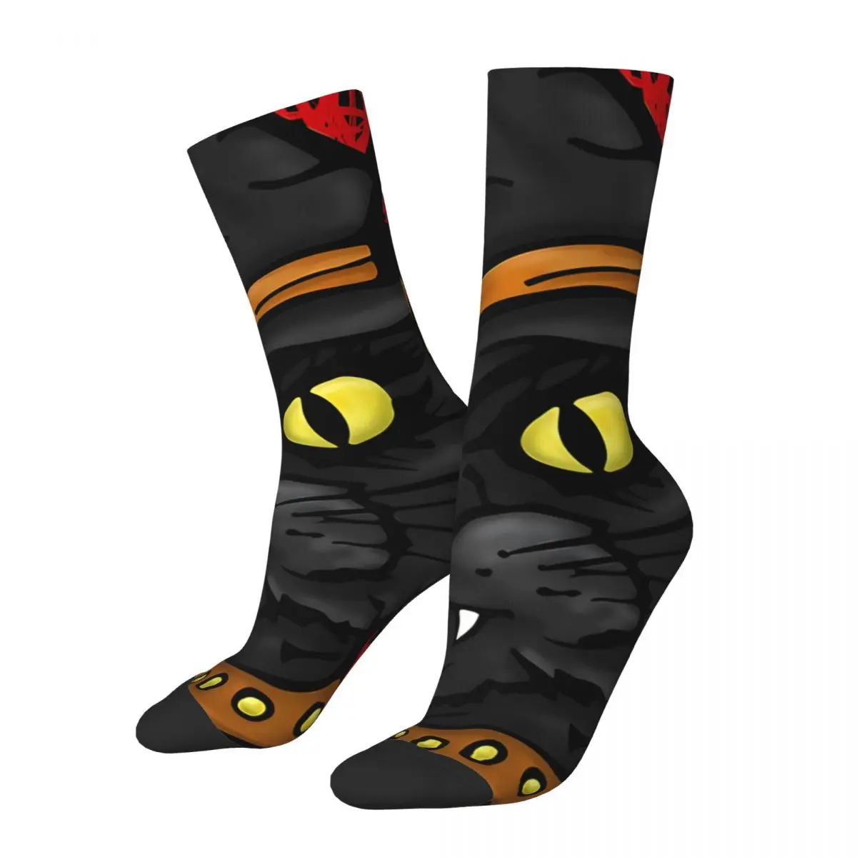 Funny Crazy Sock for Men Casey The Halloween Witches Black Cat Hip Hop Quality Pattern Printed Crew Sock Casual Gift