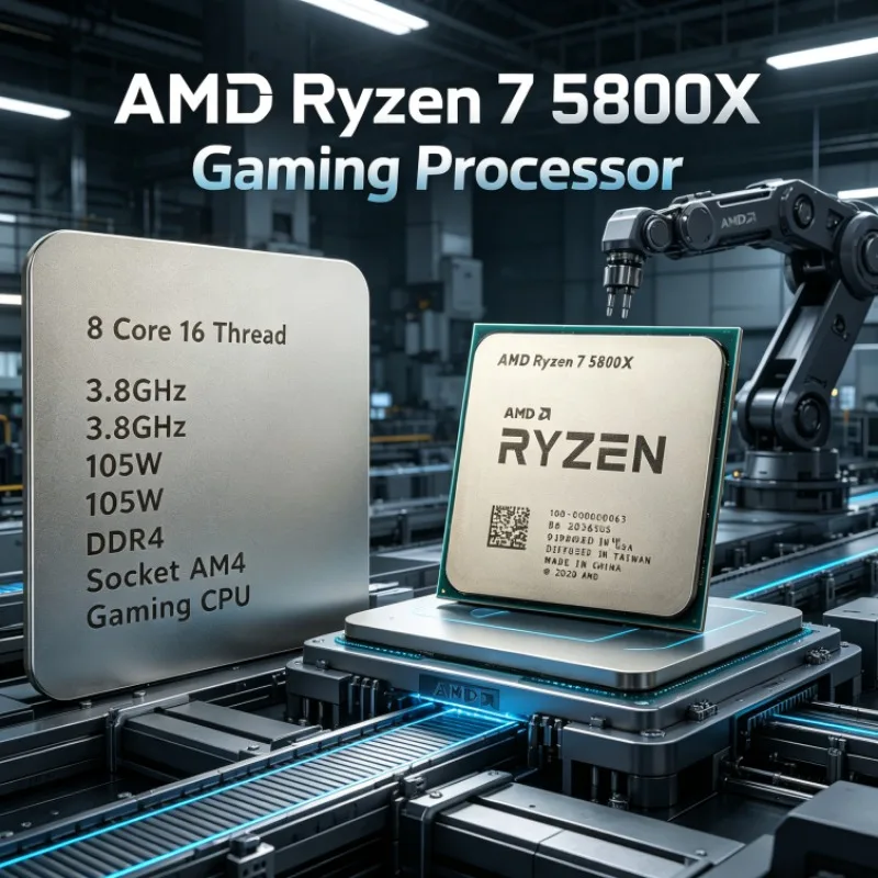 AMD Ryzen 7 5800X Socket AM4 CPU 3.8GHz 8-Core 16-Thread 7nm 32M L3 Cache Desktop Type-C