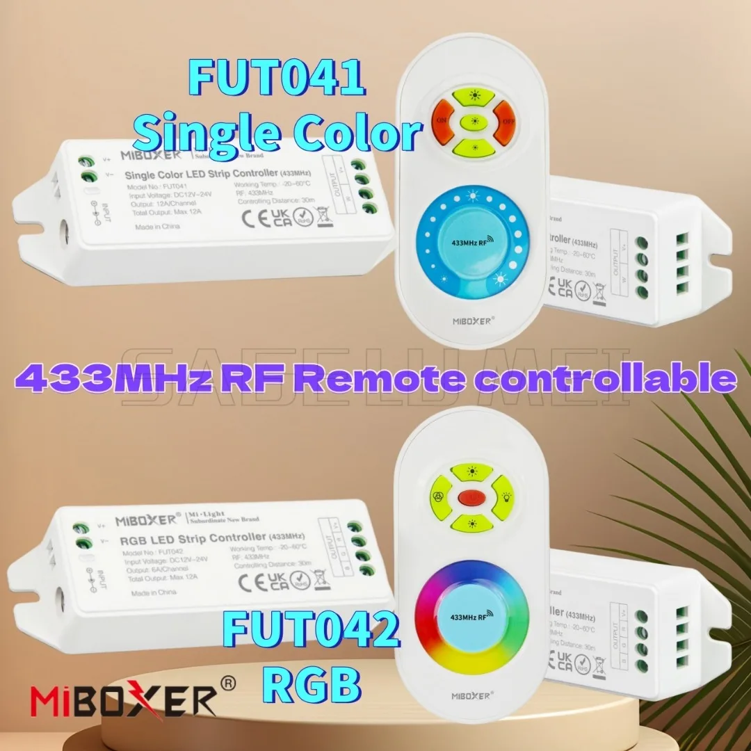 

FUT041(один цвет) FUT042(RGB) Комплект дистанционного управления 433 МГц, диммер, регулируемый яркостью, светодиодный контроллер RGB Milight Miboxer