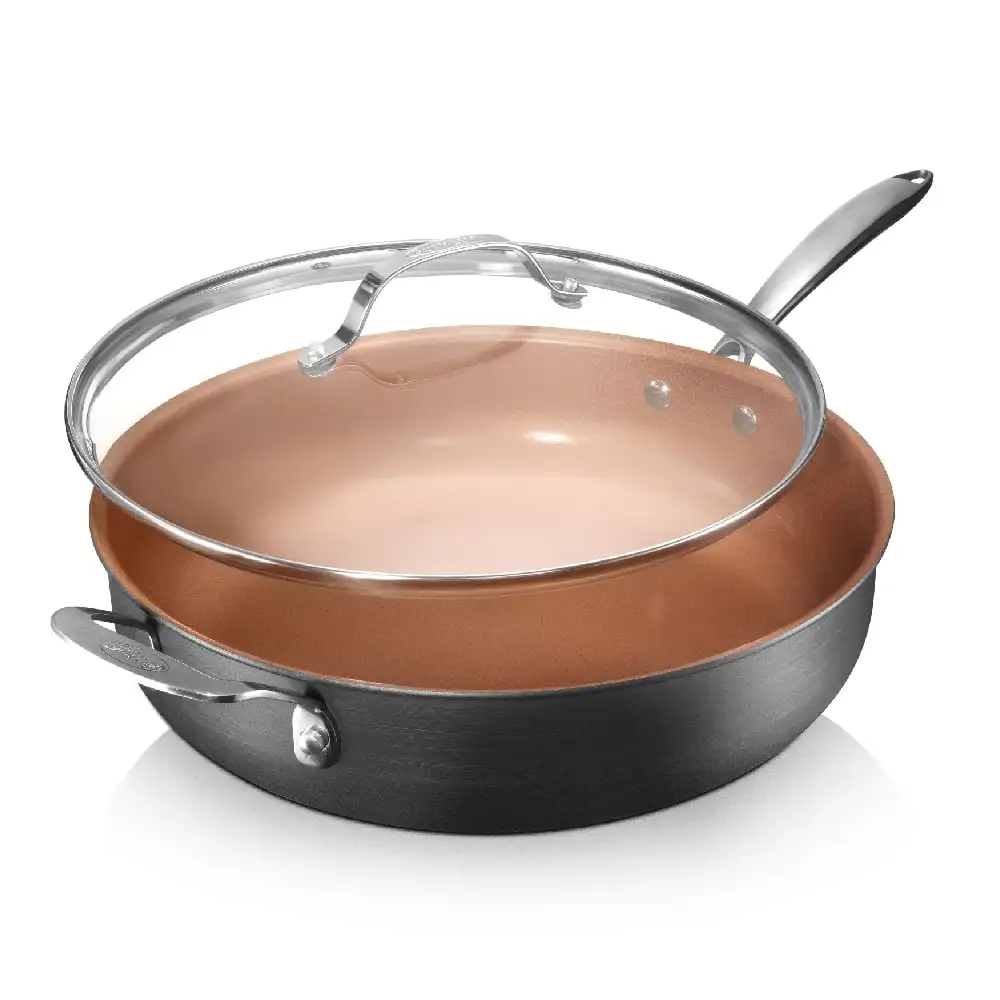 

Nonstick Frying Pan 12 Inch 5.5 Quart Cooking Pot Skillet with Lid Ceramic Saute Pan Jumbo Cooker