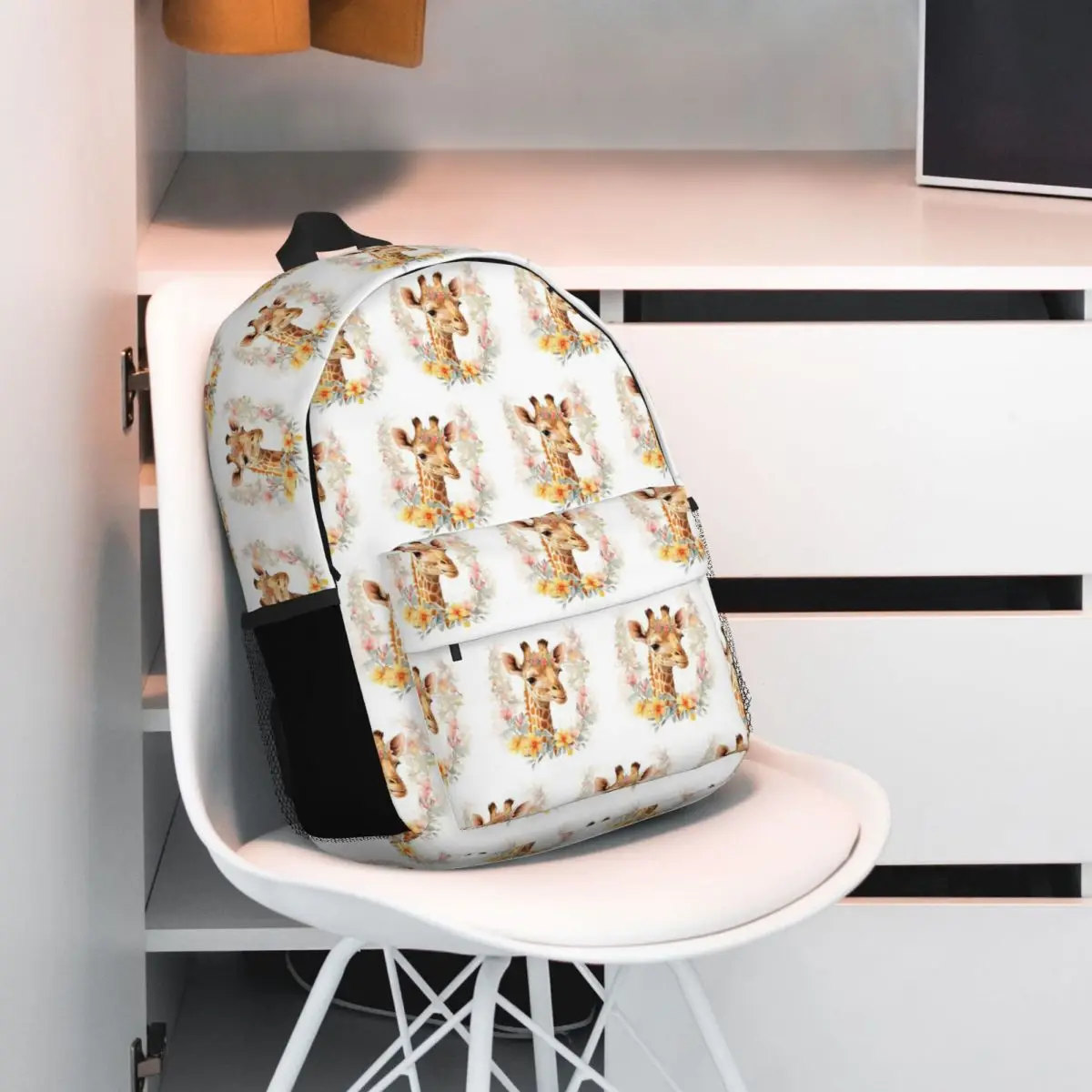 الزرافة مع غطاء الرأس الأزهار على ظهره رائجة البيع Daypack سعة كبيرة بنين بنات BookBag حقائب الكتف للرجال حقيبة مدرسية للأطفال