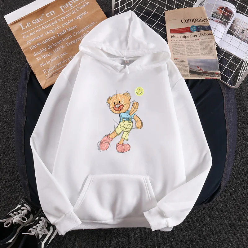 

Fashion Creative Funny Cartoon Printed Women's Hooded with Hat Autumn Winter New Simple Casual Round Neck Sweatshirts Unisex