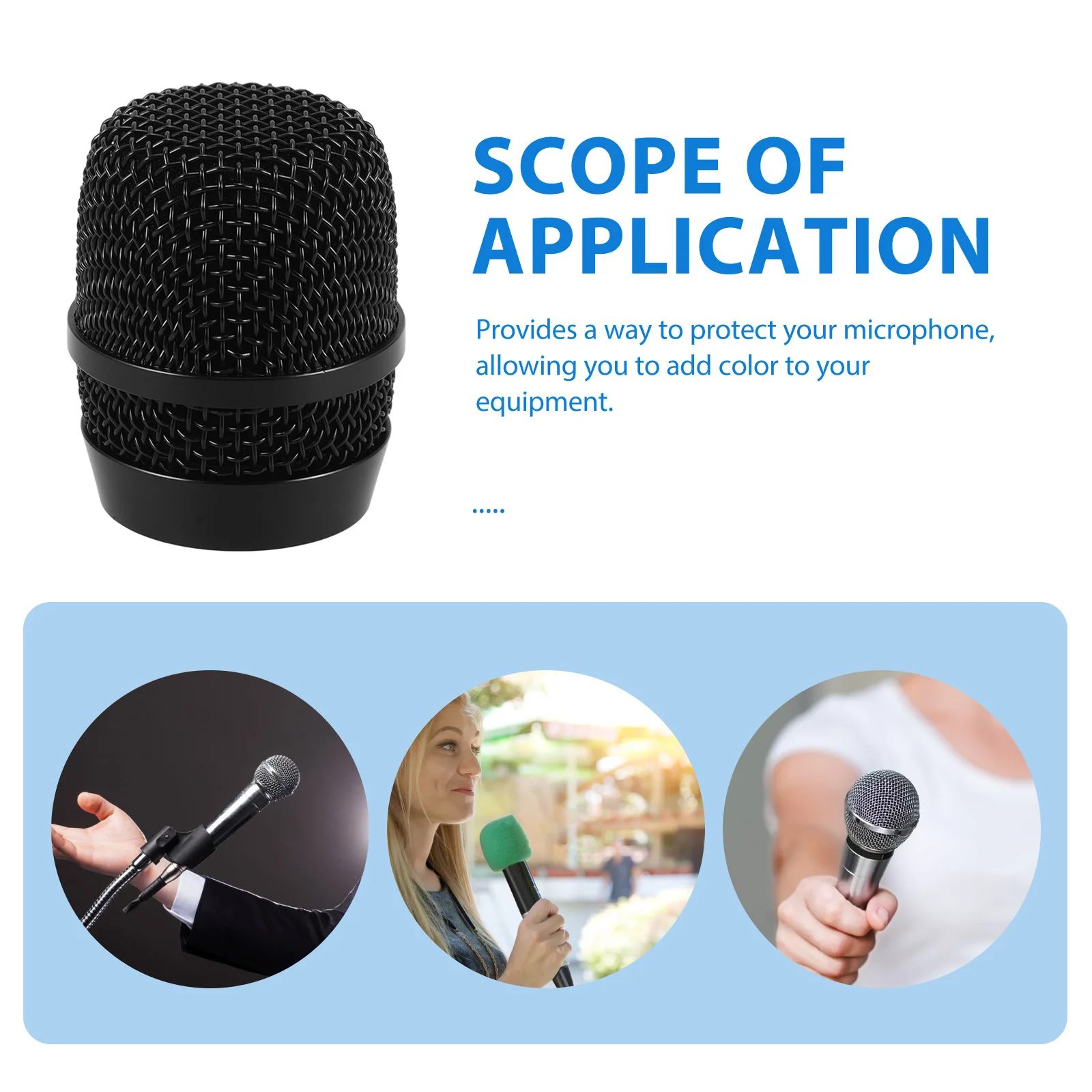 Copertura per griglia per microfono in metallo Parabrezza durevole Riduzione del rumore Elegante accessorio per griglia in rete di ricambio Parabrezza per microfono