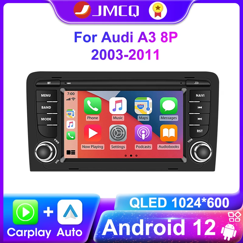 JMCQ Android 12 Radio For Audi A3 8P 2003-2011 S3 RS3 Sportback Carplay Auto Car Multimedia Player GPS 2Din Stereo Autoradio