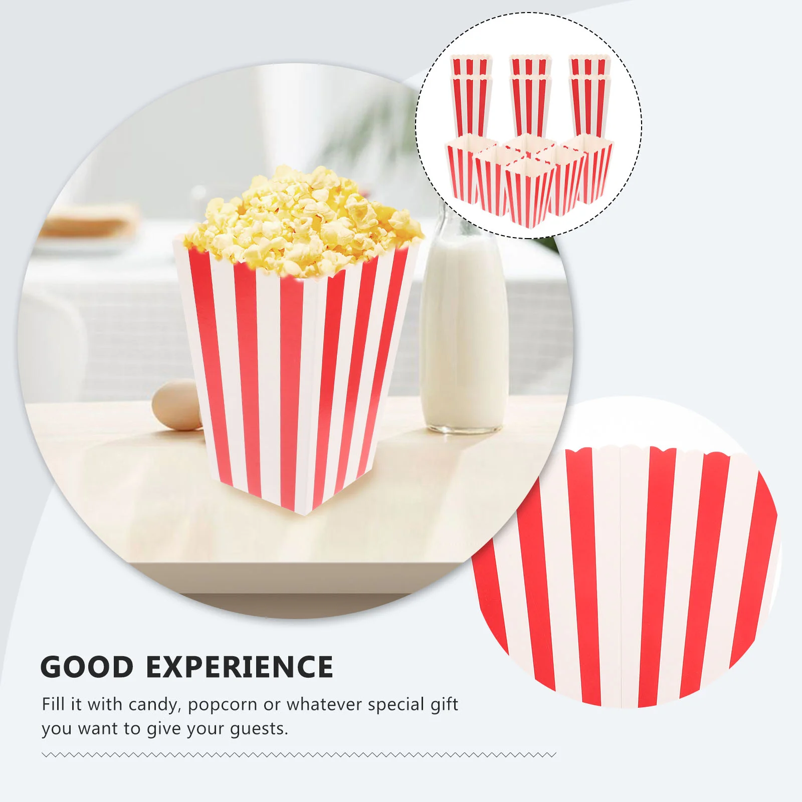 24 Pcs French Fries Popcorn Buckets Micro-wave Oven Serving Boxes Party Favor Bags Paper Child Bowl for Kids Containers