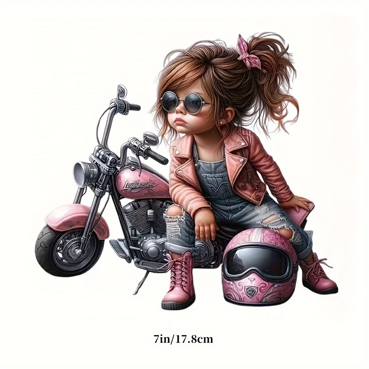 Pink Biker Girl Cute Vinyl Decals, Waterproof Fashion Stickers Fit Auto Truck Notebook Cup Phone Wall Smooth Surfaces