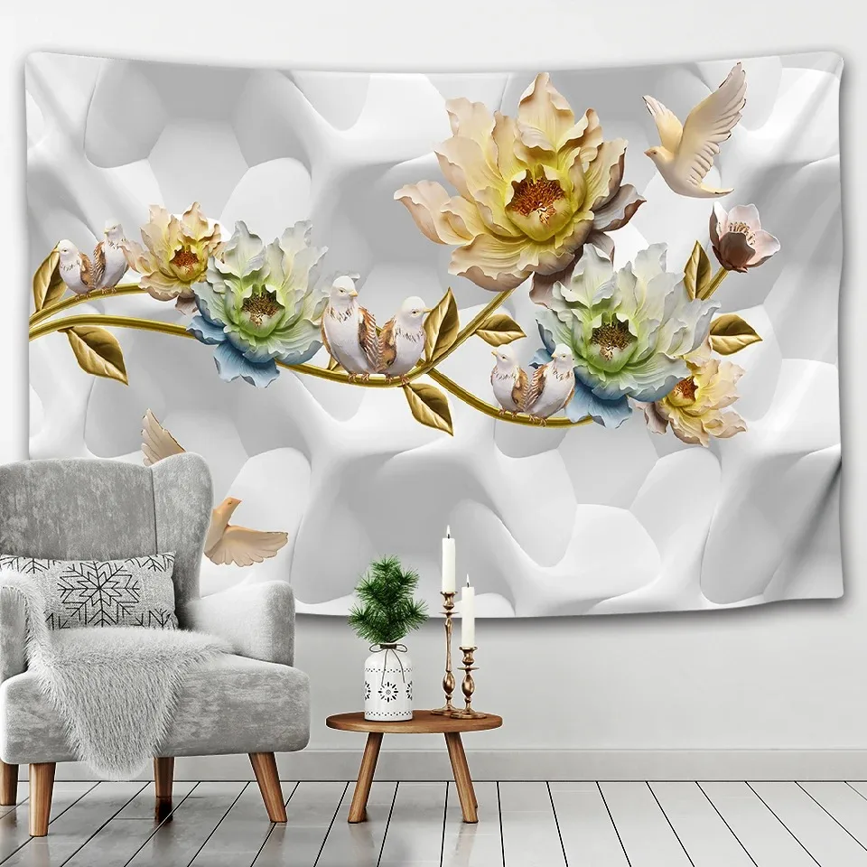 Zen garden tapestry massage stone water lily lotus background cloth home decoration living room bedroom wall hanging cloth