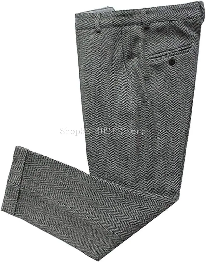 

Mens Vintage Tweed Dress Pants Slacks Trousers Regular Fit Suit Pants for Men
