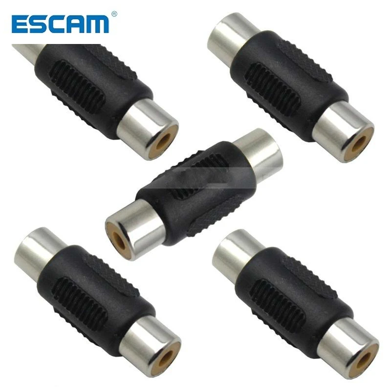 ESCAM 5PCS Female to Female RCA Coupler Connector Adapter Audio Video For CCTV Camera