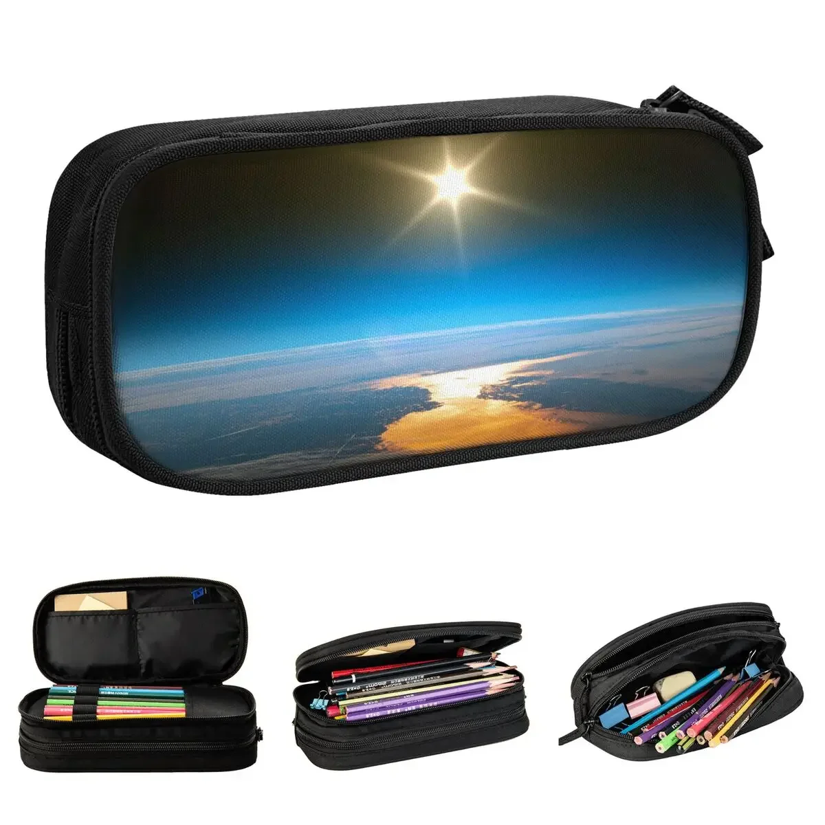 

Galaxy Natural Landscape Pencil Case Fashion Space Planet Earth Pen Holder Bag Girls Boys Big Capacity Office Gift Box