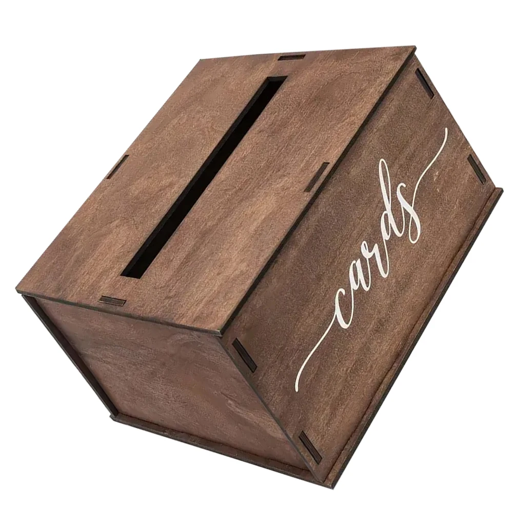 

Wooden Card Box Vintage Storage ganizer Birthday Greeting Wedding Letter Holder Envelope Money Boxes Shower Keepsake Event