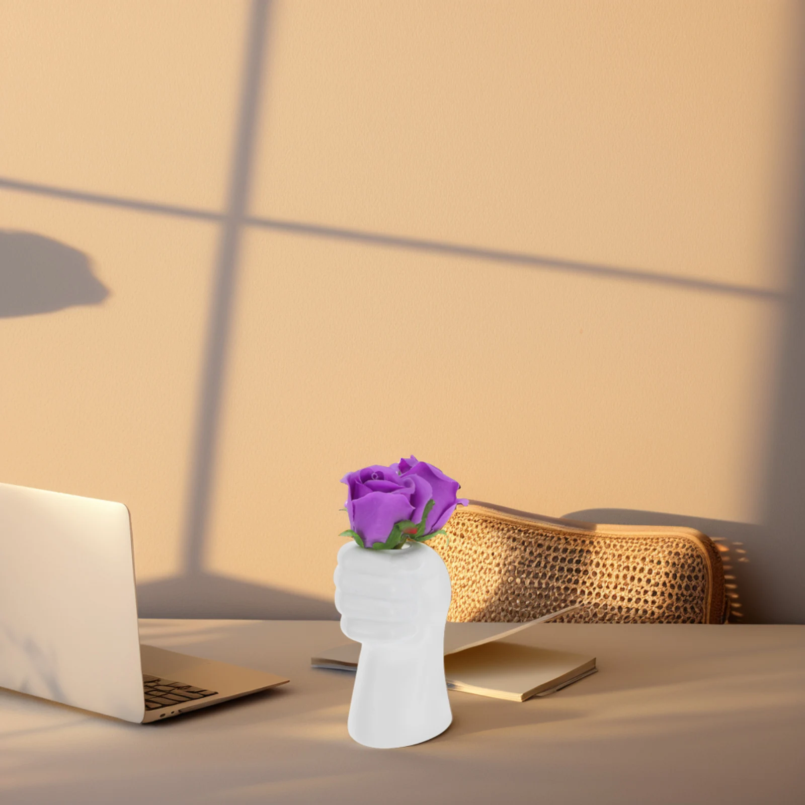 

2pcs Plastic Vases Modern Lightweight Flower Pot Arrangement White Desk Decor Home Office Bud Hyacinth Artificial Flowers Plant