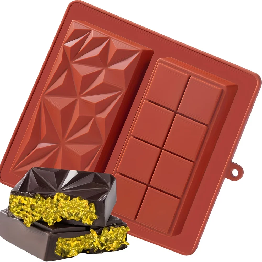 Molde para barra de chocolate 2 en 1, material de silicona, molde para barra de chocolate gruesa, molde rectangular duradero, molde para separar barras de chocolate Dubai