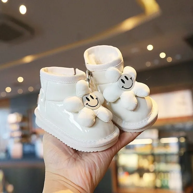

Infant Girls Winter Boots with Fleece Lining Soft Sole First Walkers for 1 Year Olds Anti Slip Toddler Snow Shoes