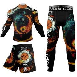 Hot Mock Neck Martial Arts Wear Custom-Made MMA Rash Guard Suit High Quality Men Bjj Fitness/Grappling Rash Guard And Short Sets