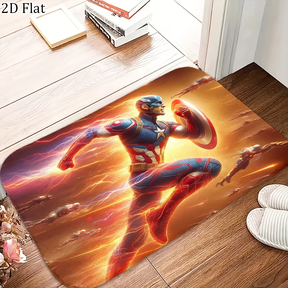 

Фланелевый коврик с изображением супергероев Marvel, 1 шт., несколько размеров, многофункциональный для ежедневного использования, подходит для ванной комнаты, прихожей.