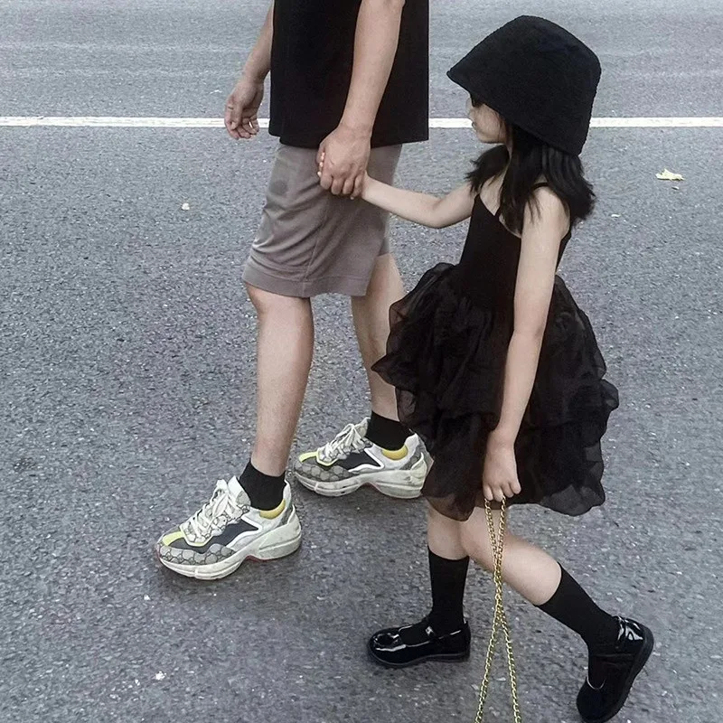 فستان صيفي بناتي عصري جديد للأطفال منتفخ فستان الأميرة الفرنسية الحمالة