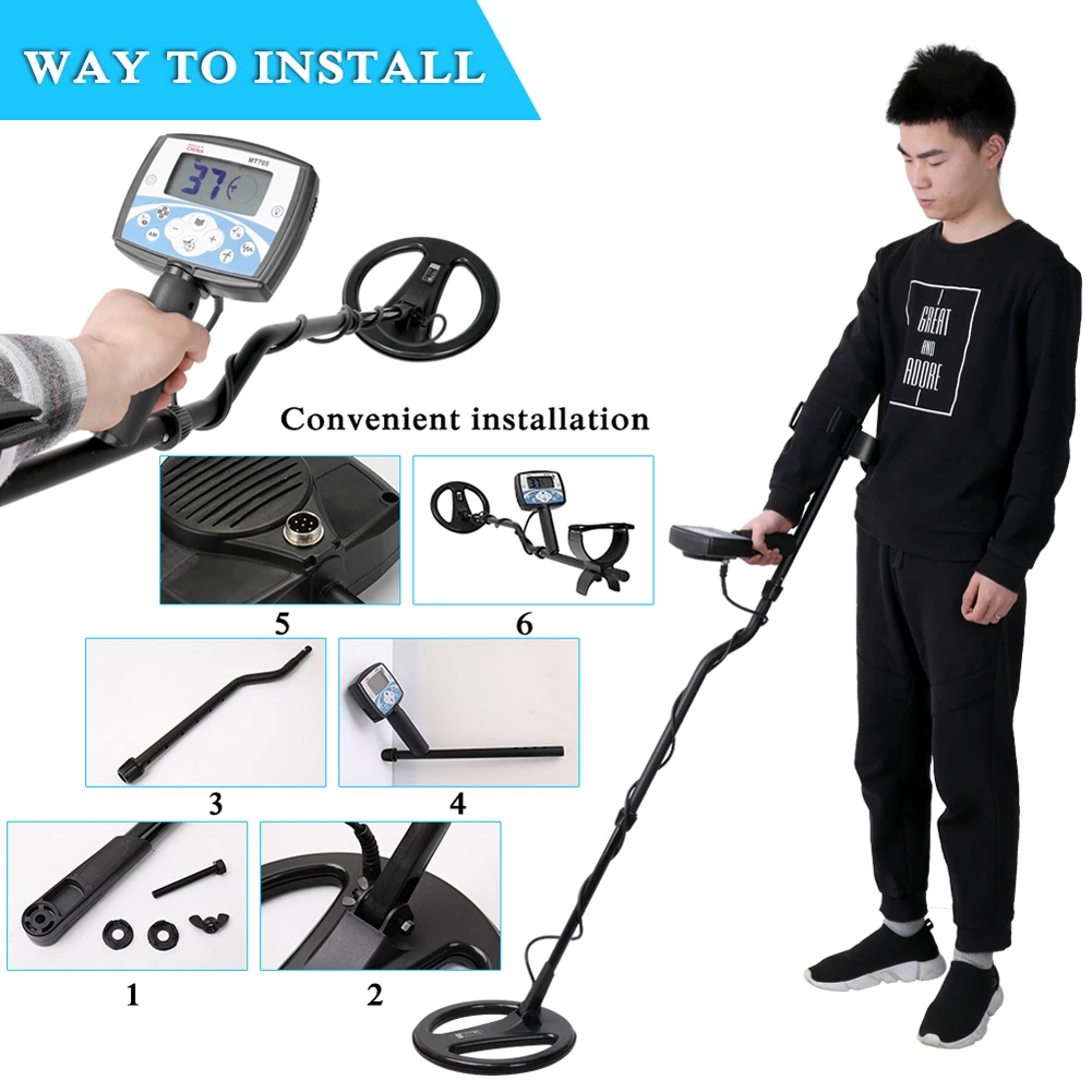 MT705 Metal Detector Portable Easy Installation Underground All pinpointer 270mm Waterproof Search Coil Gold Detectors