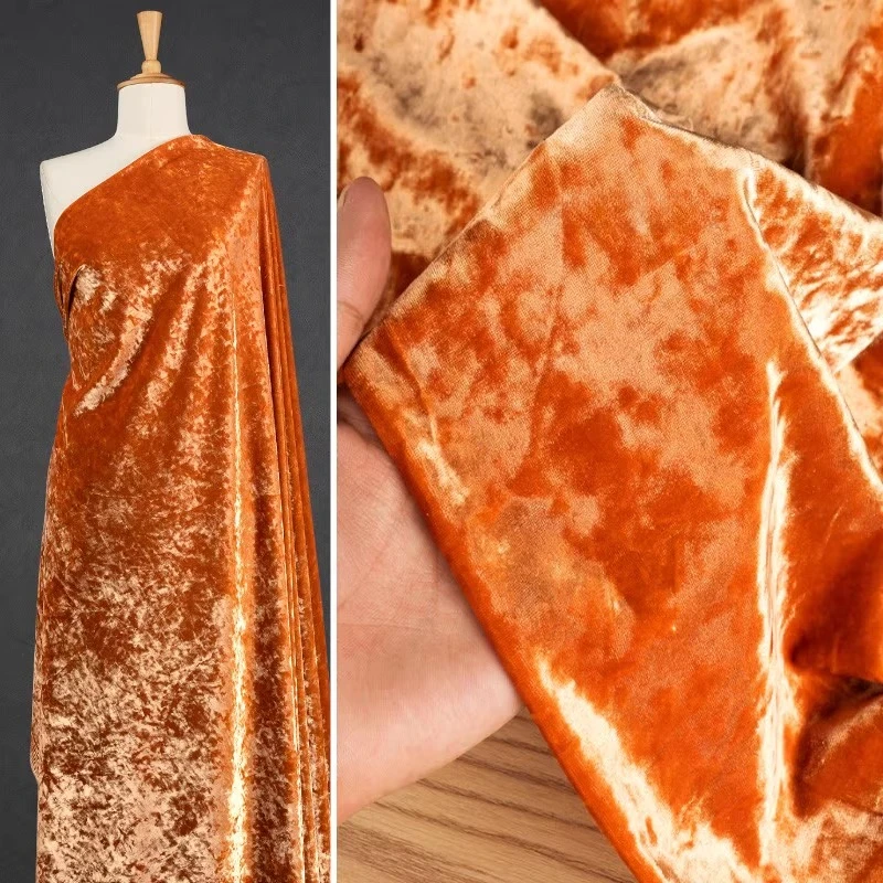 

Оранжевый бархат с бриллиантами, мягкая и эластичная ткань, пришитая юбка-чонсам, высококачественная золотая бархатная ткань