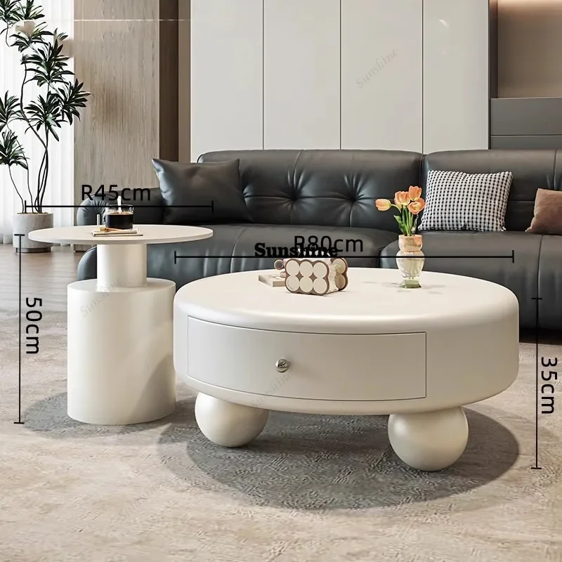 

TDLuxury Simple Coffee Table Space Saving Vintage Elegant Side Table Glam Modern Sedentary Table Home Furniture