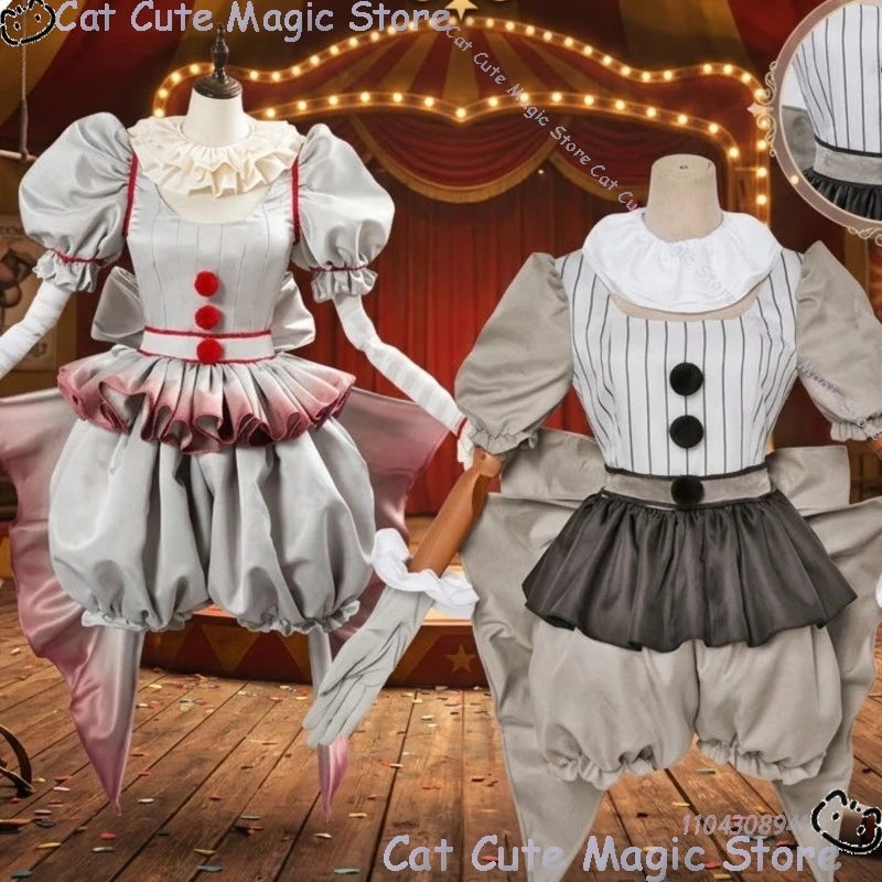 

Комплект для косплея клоуна на Хэллоуин: страшный грим шута, костюм для выступлений, коллекция для фестивалей Лолита и Комик-Кон