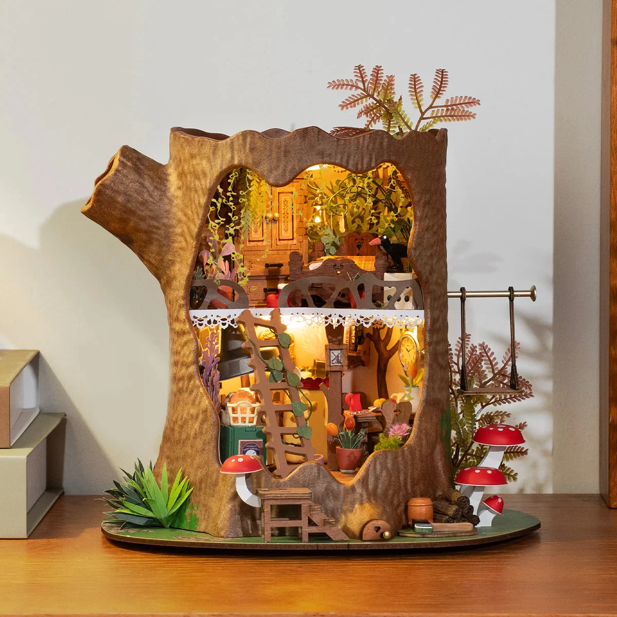 Robotime – maison d'arbre de conte de fées, maison Miniature à monter soi-même avec lumières LED, décoration Unique pour la maison, cadeau de noël et d'anniversaire pour adultes et adolescents
